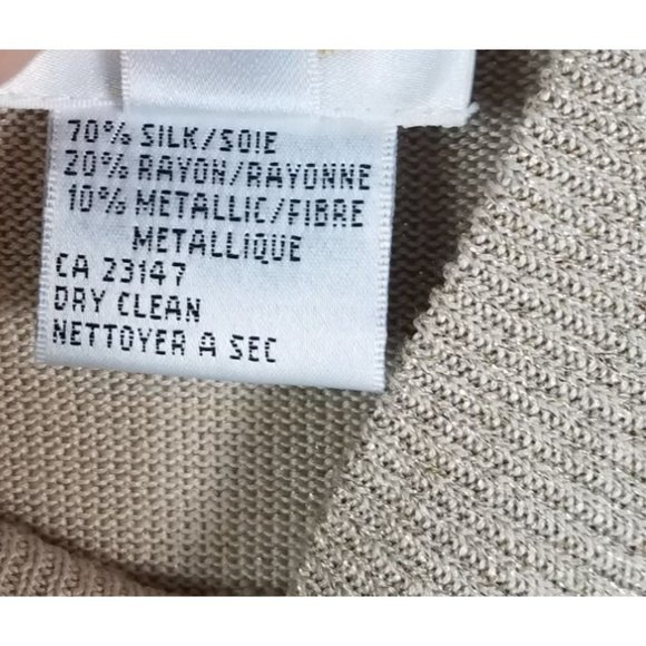 Vintage 90's Talbots Women's Sz. S Silk Blend L/S Gold Shimmer Turtleneck - Picture 4 of 6